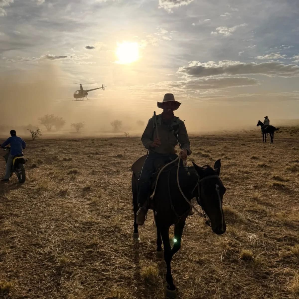 Rider working on location with a film crew